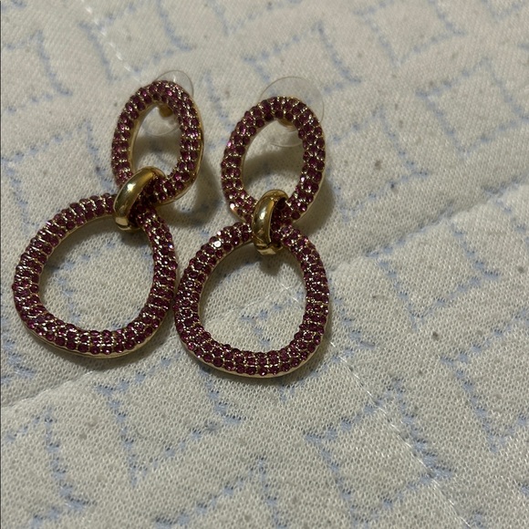 Express Gold and Pink Textured Hoop Earrings - Picture 2 of 4